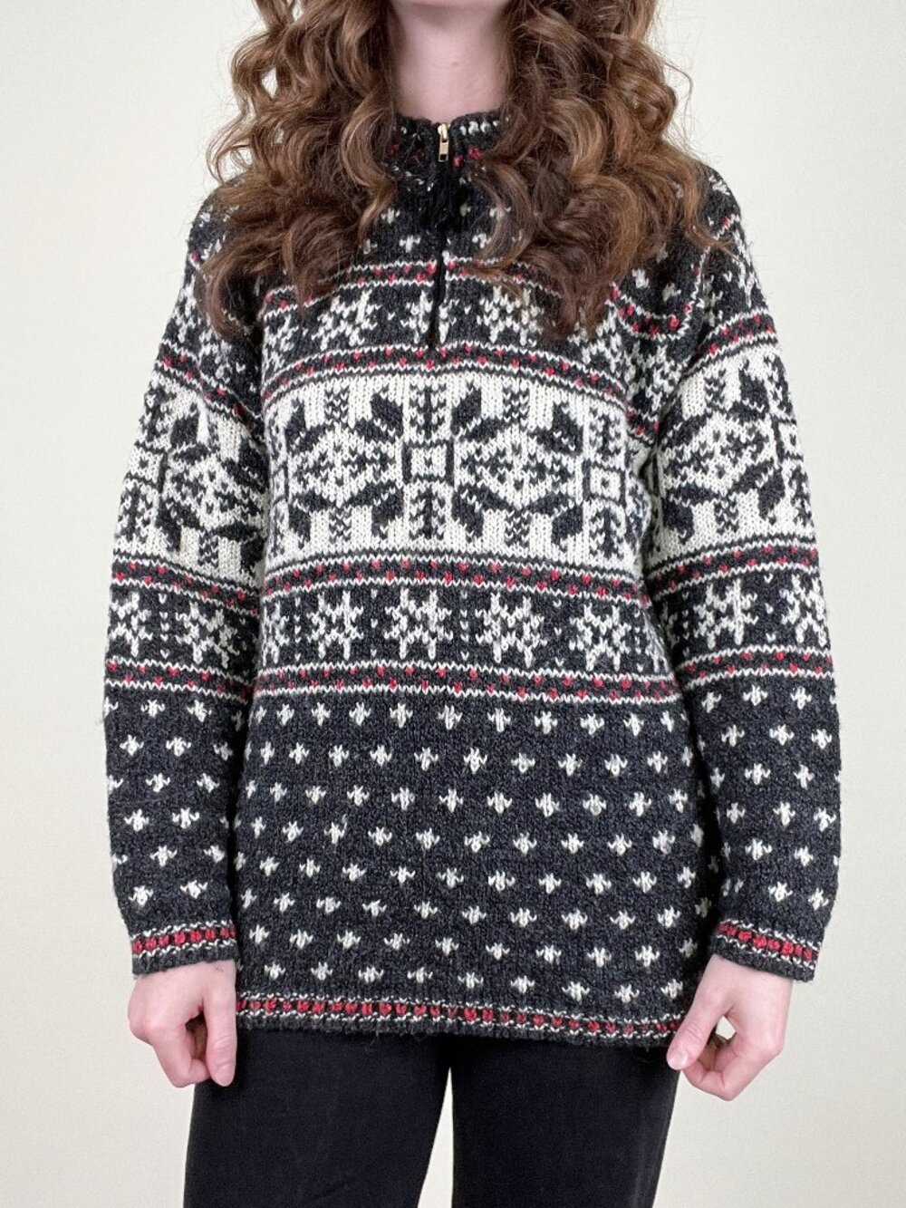 Vintage Fair Isle Nordic Sweater Oversized Scandinavian Christmas Fall Winter